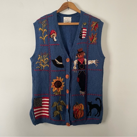 Gilet En Laine Susan Bristol – Femme M – Rouge Avec Chats – Zip Intégral – Neuf